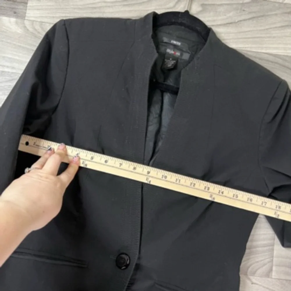 Style&co. Womens Blazer Jacket Black Single Button‎ Slash Pockets V Neck 4